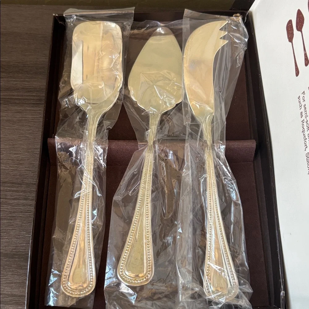 Godinger Silver Plated Cheese Service Utensils Vintage NIB‎